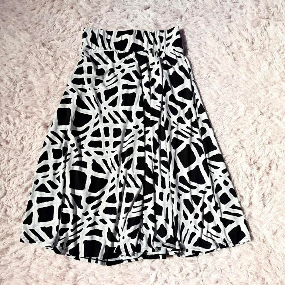 Monochromeā Statement Art To Wear Geometric Abstract Flowy Skirt Womens M Bold